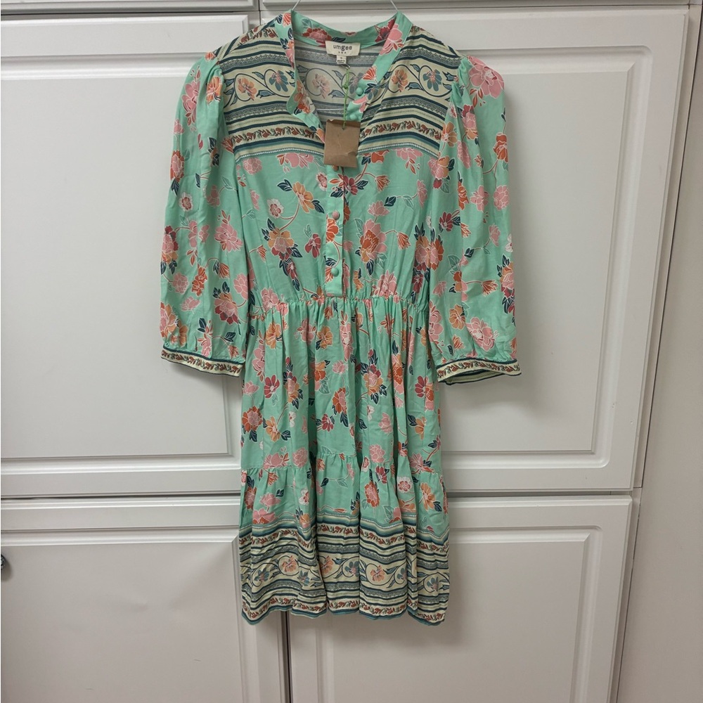 Umgee Mint Floral Midi Dress